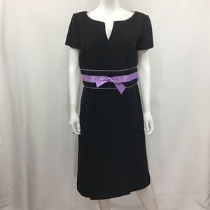 Dressbarn Black/Purple Short Sleeve Dress